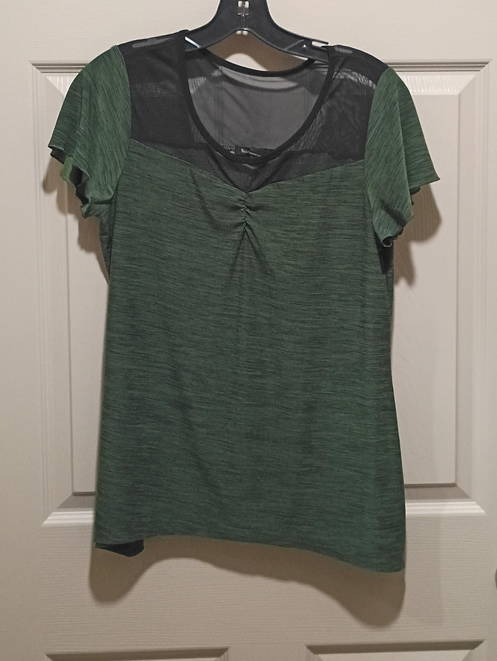 Susan Lawrence small Women's Mesh Blouse Black & Olive Green 